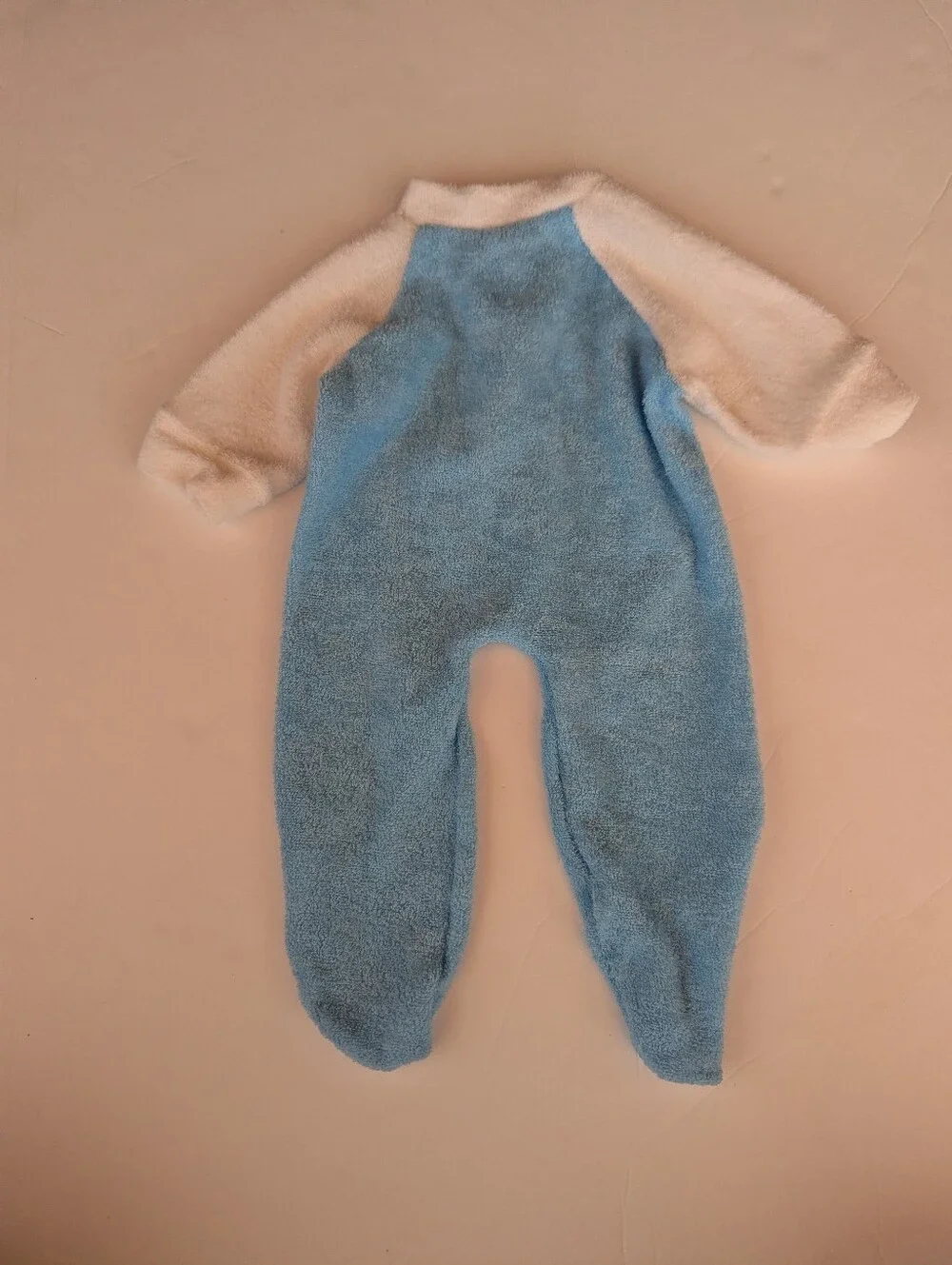 Vtg Baby Doll Blue Sleeper Terry Cloth